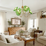 Vintage floral chandelier in living room