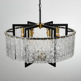 Farmhouse Water Ripple Glass Chandelier | Black 23.6" 6-Light