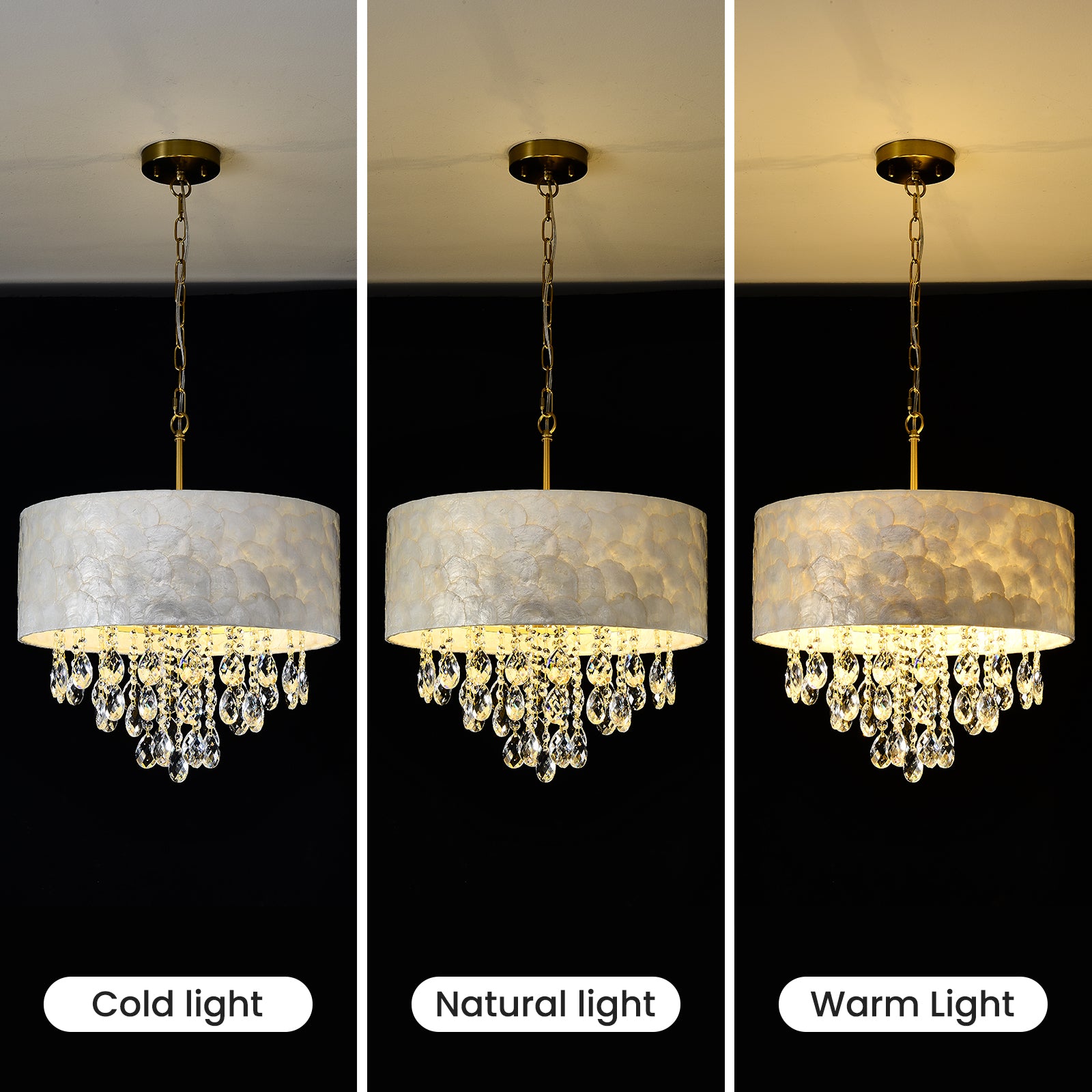 Drum Crystal Chandelier 3 Color Temperature Effect