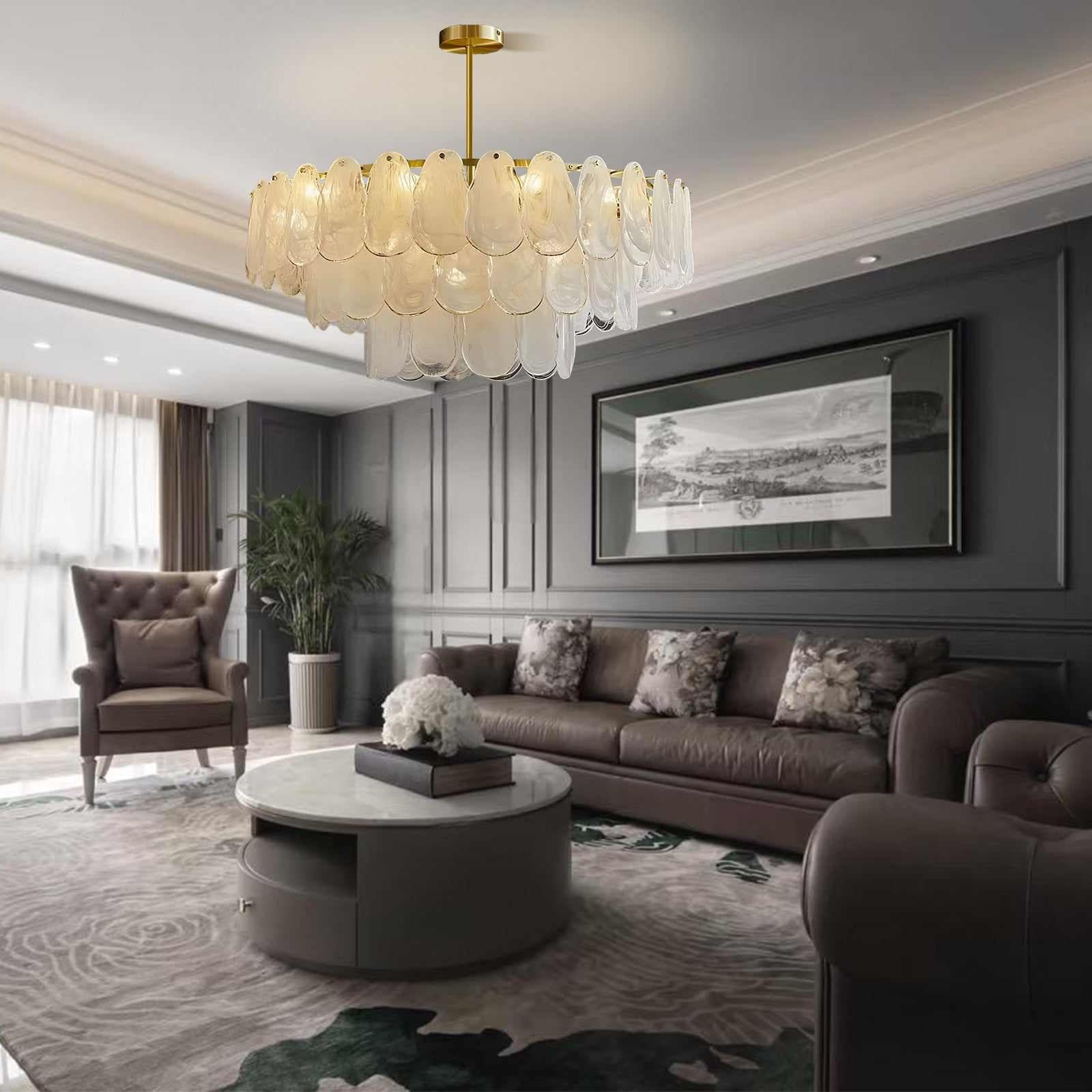 31.5" Large Cloud Glass Chandelier