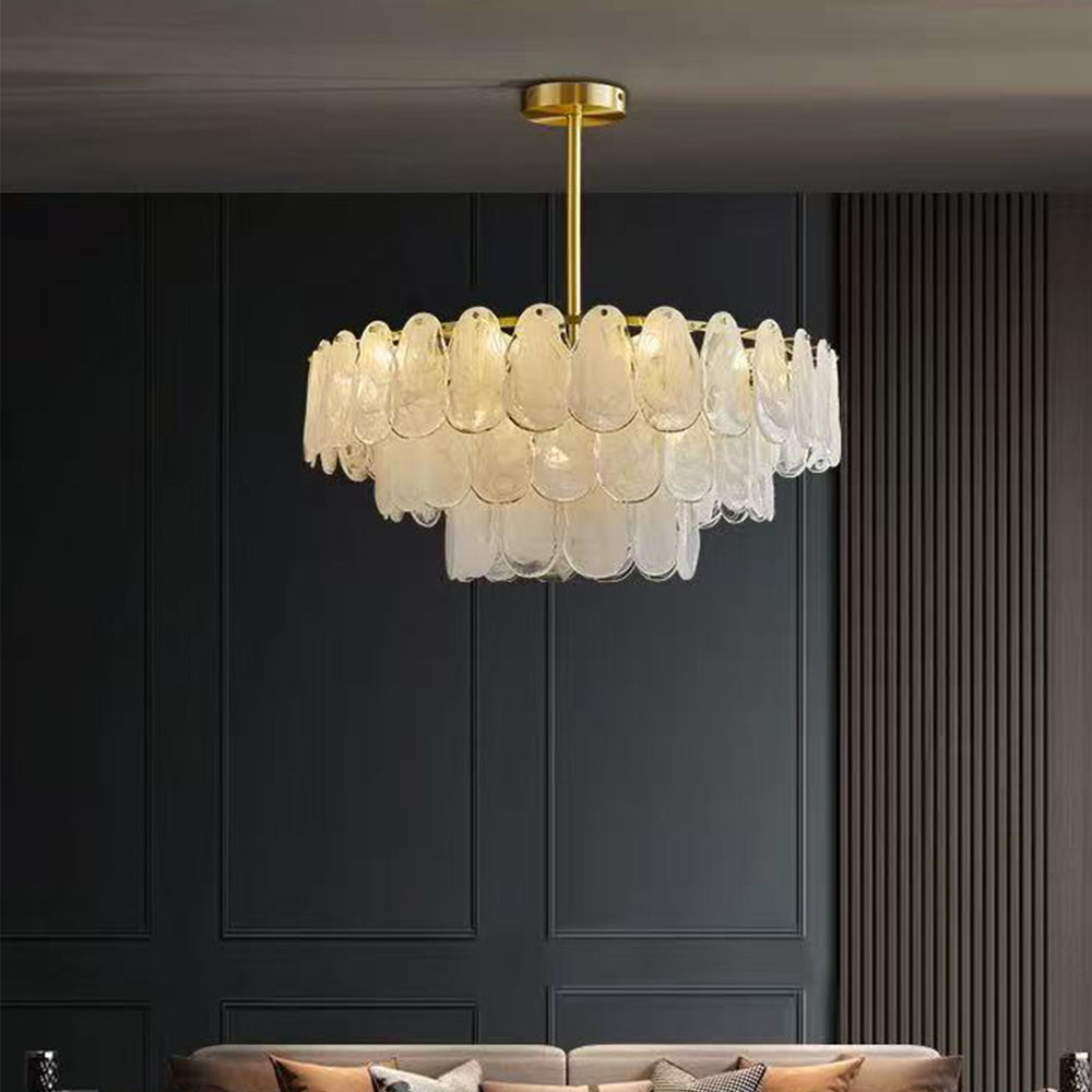 Large Size Coastal Cloud Glass Tier Chandelier