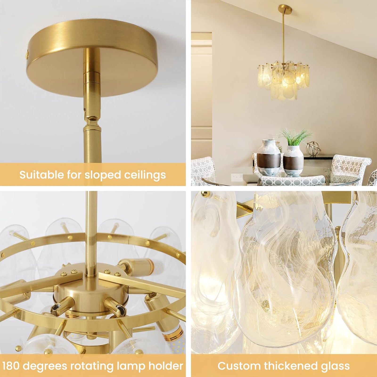 Small Size Cloud Glass Chandelier Detail, Sloped Ceiling Compatible