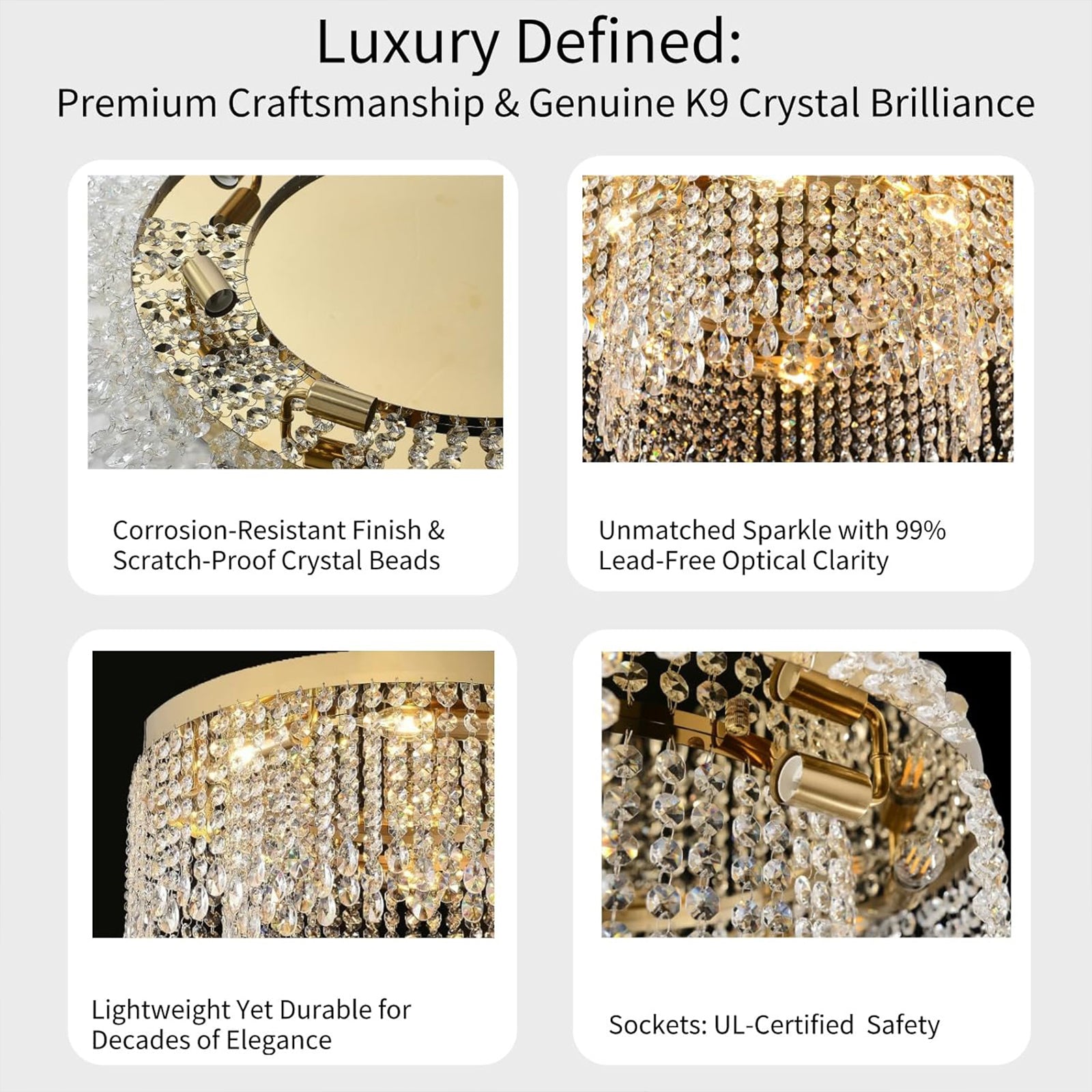 Luxury Gold Crystal Ceiling Light
