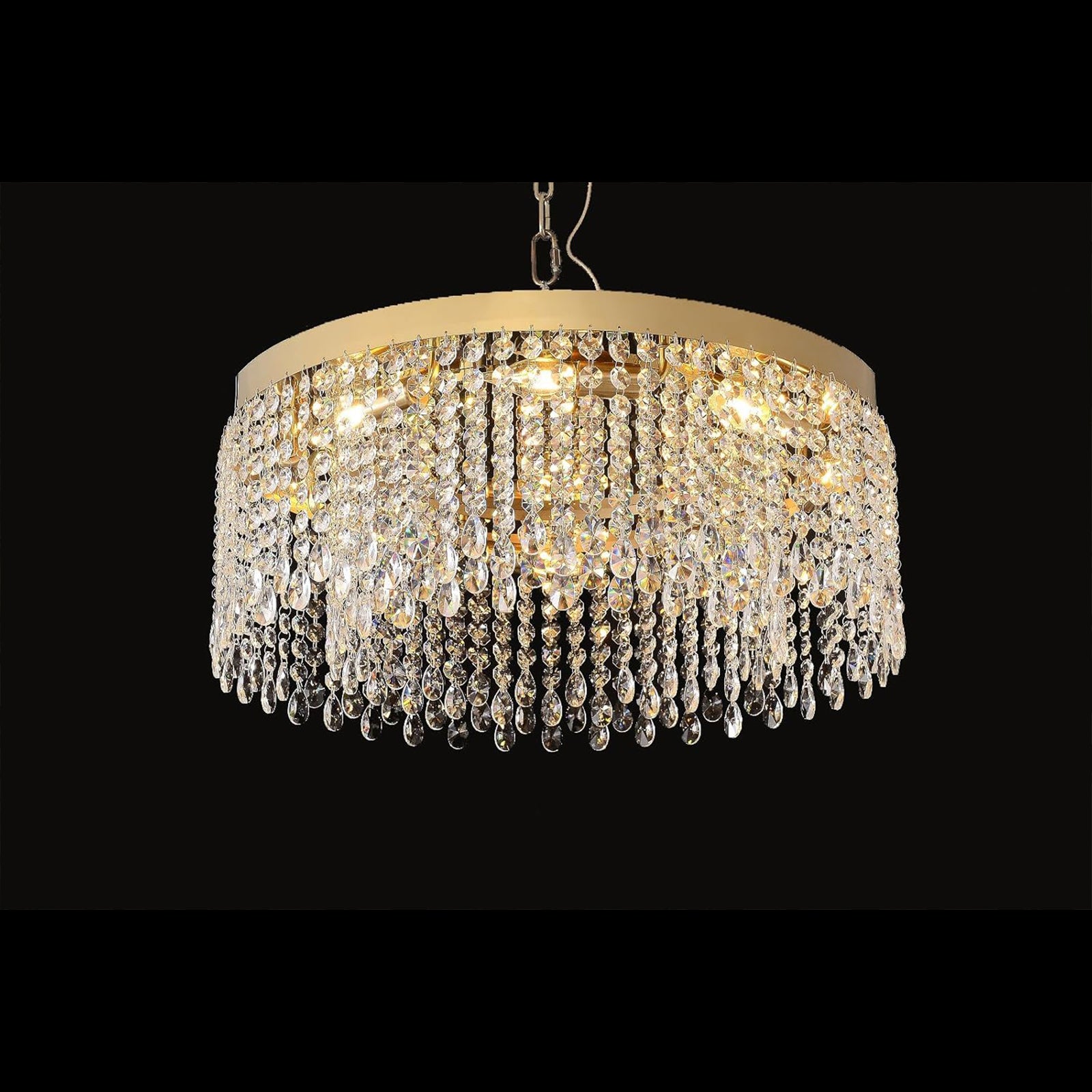 Gold Round Crystal Pendant Light