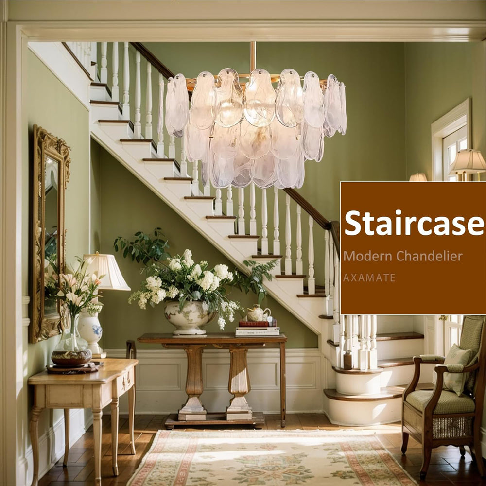 23.6" Medium Cloud Glass Chandelier for Staircase