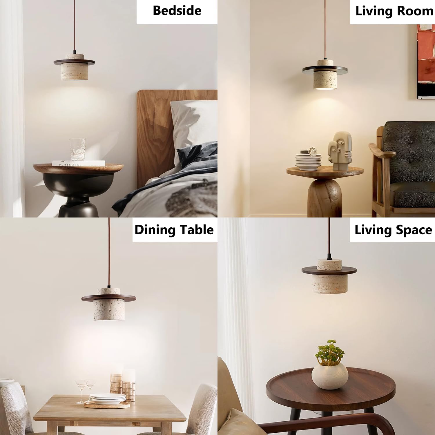 Wabi Sabi Stone Pendant Light Multi-Scene Display