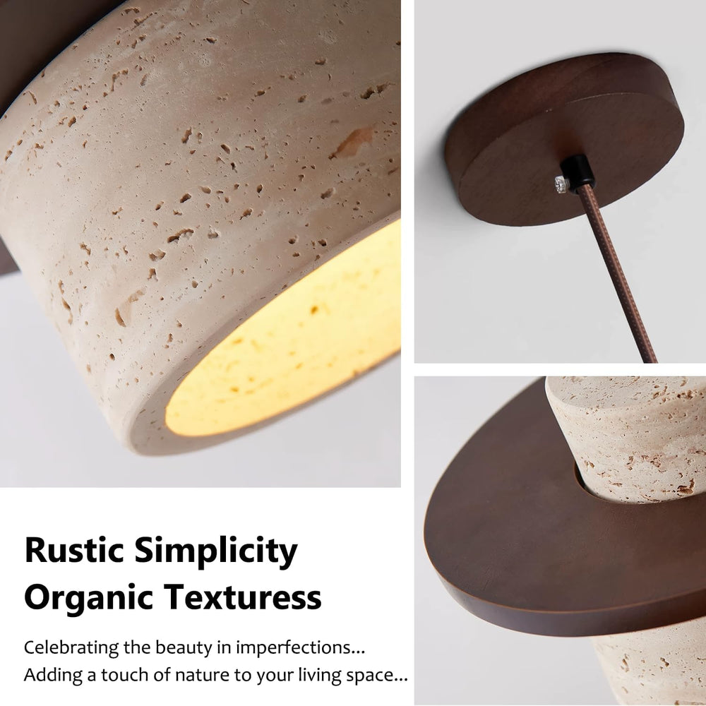 Natural Travertine Pendant Light Close-up
