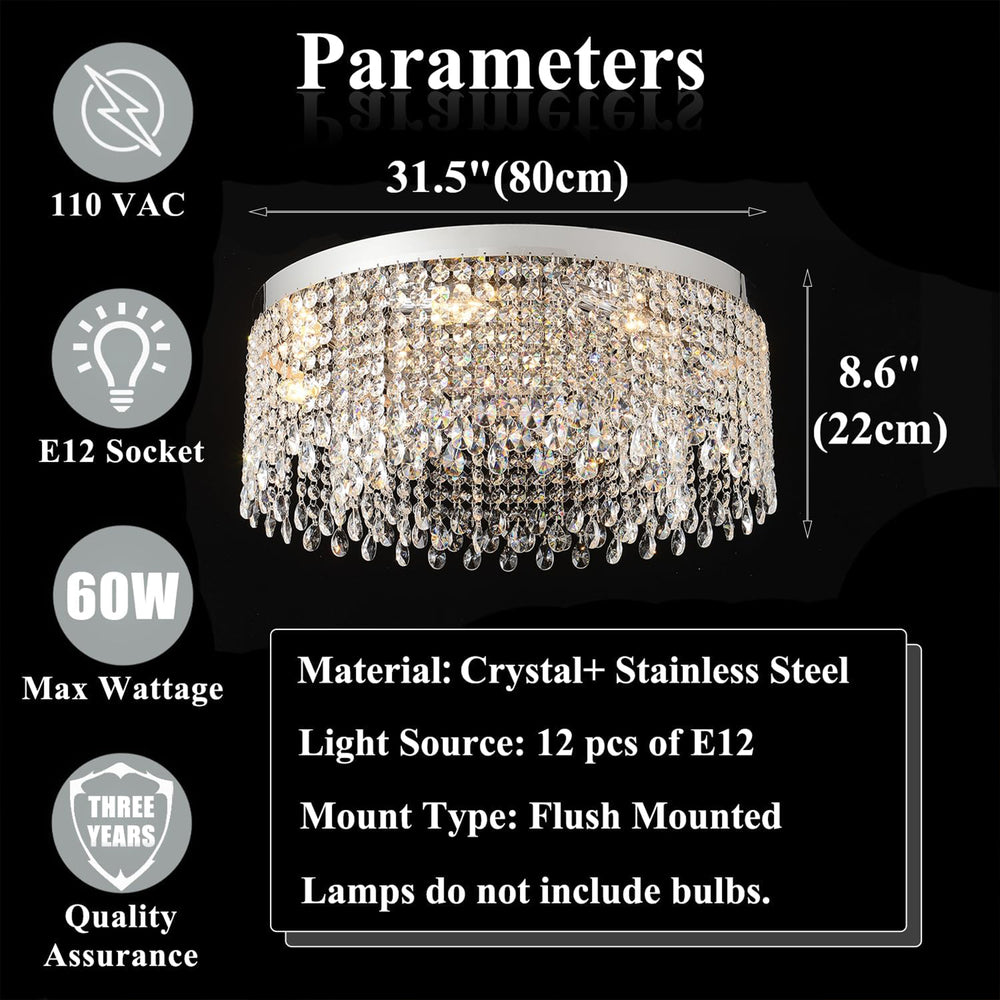 80cm Gold Round Crystal Pendant Light