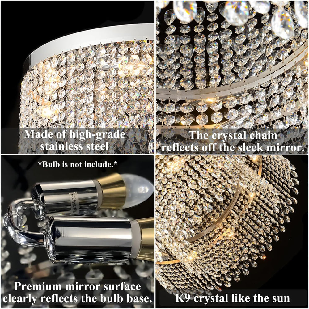 Silver Stainless Steel Crystal Ceiling Light