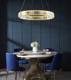 Luxury Gold Crystal Ring Chandelier in Dining Room