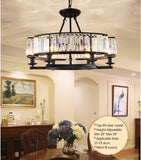Luxury black crystal chandelier in dining room