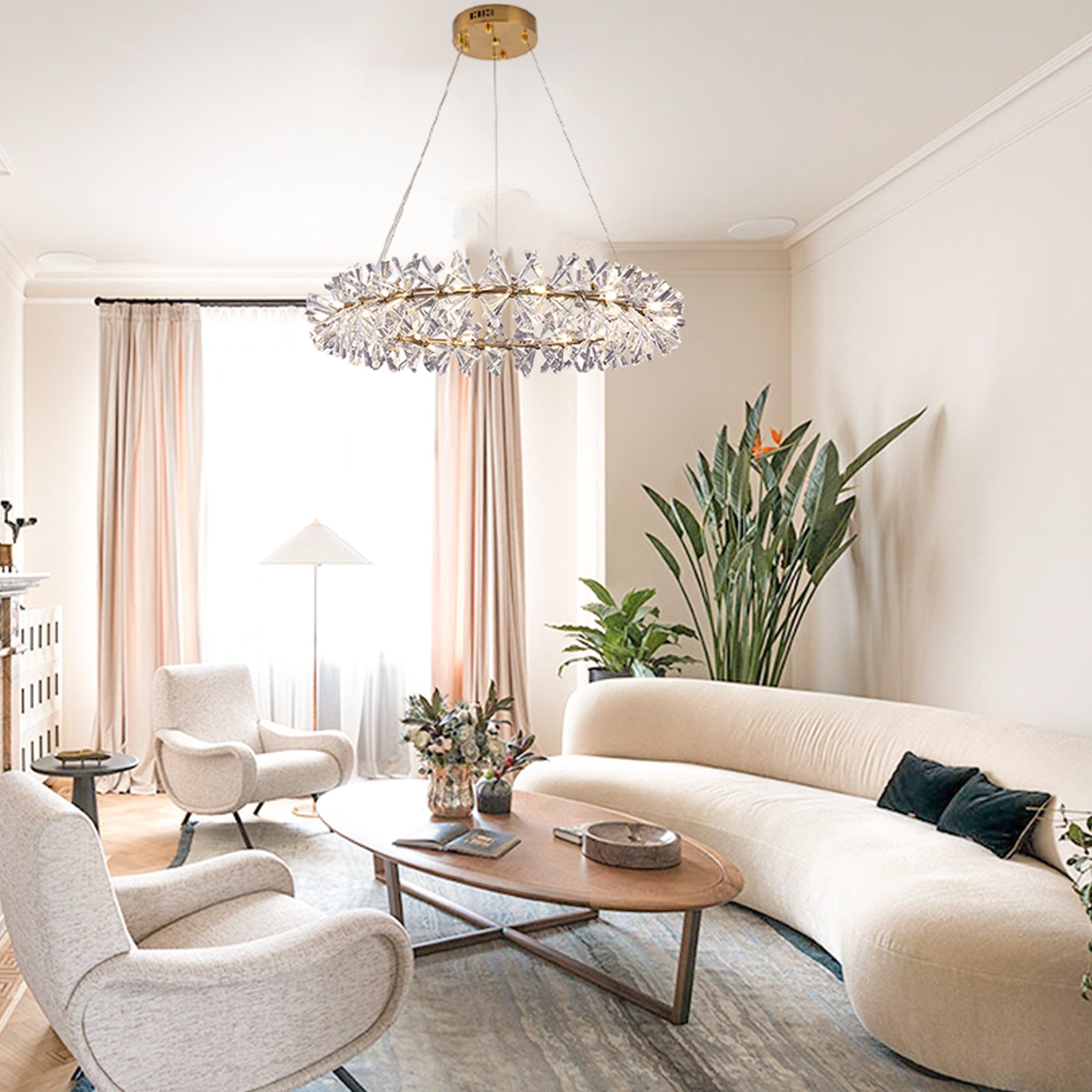 Modern Starburst Crystal Chandelier for Living Room