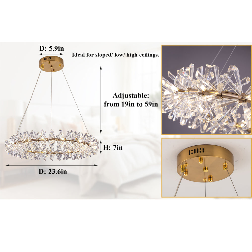 Gilded Frost Crystal Ring Chandelier Size Specs