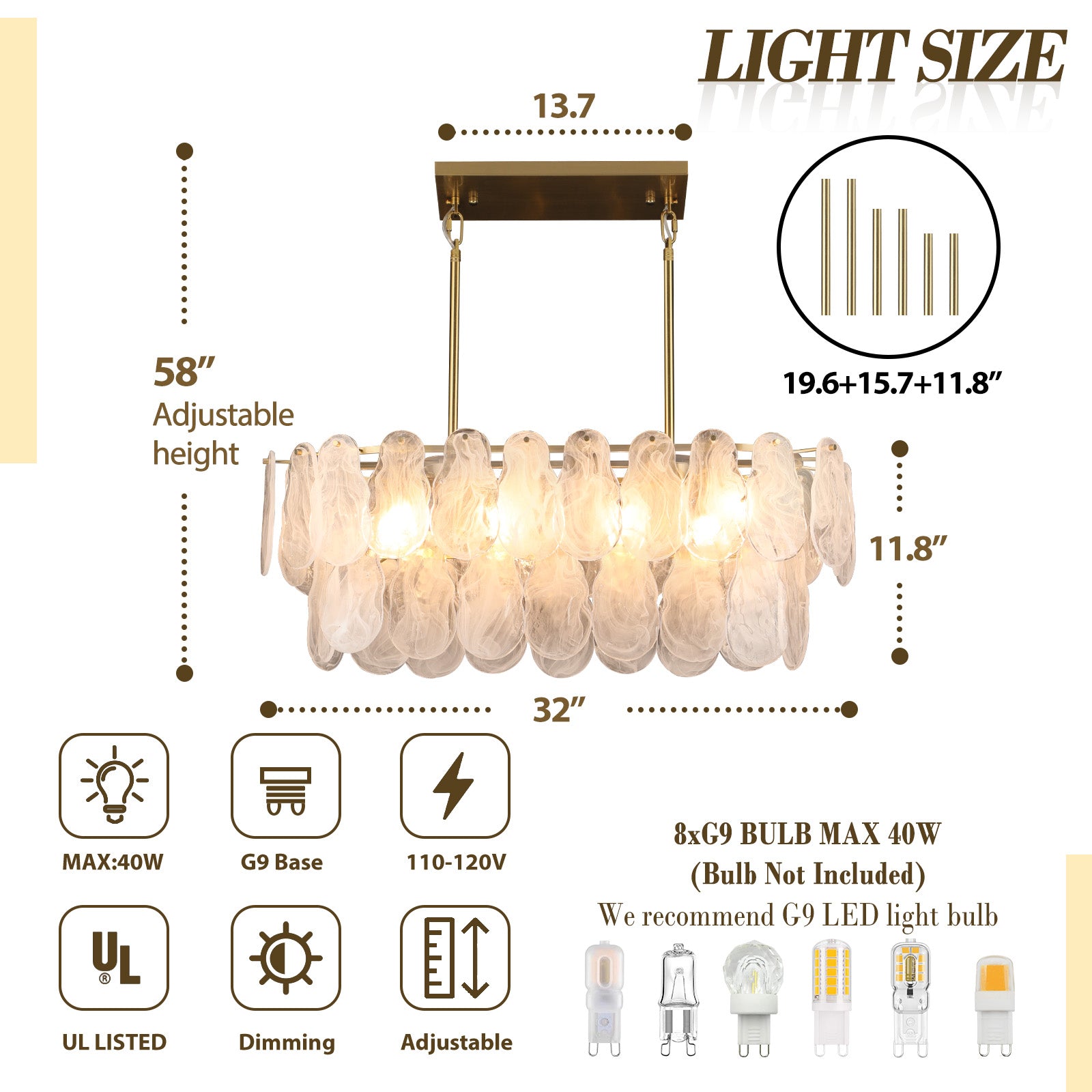 Gold Chandelier Size Specification