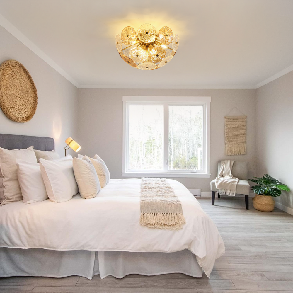 Dandelion Glass Ceiling Light in Bedroom