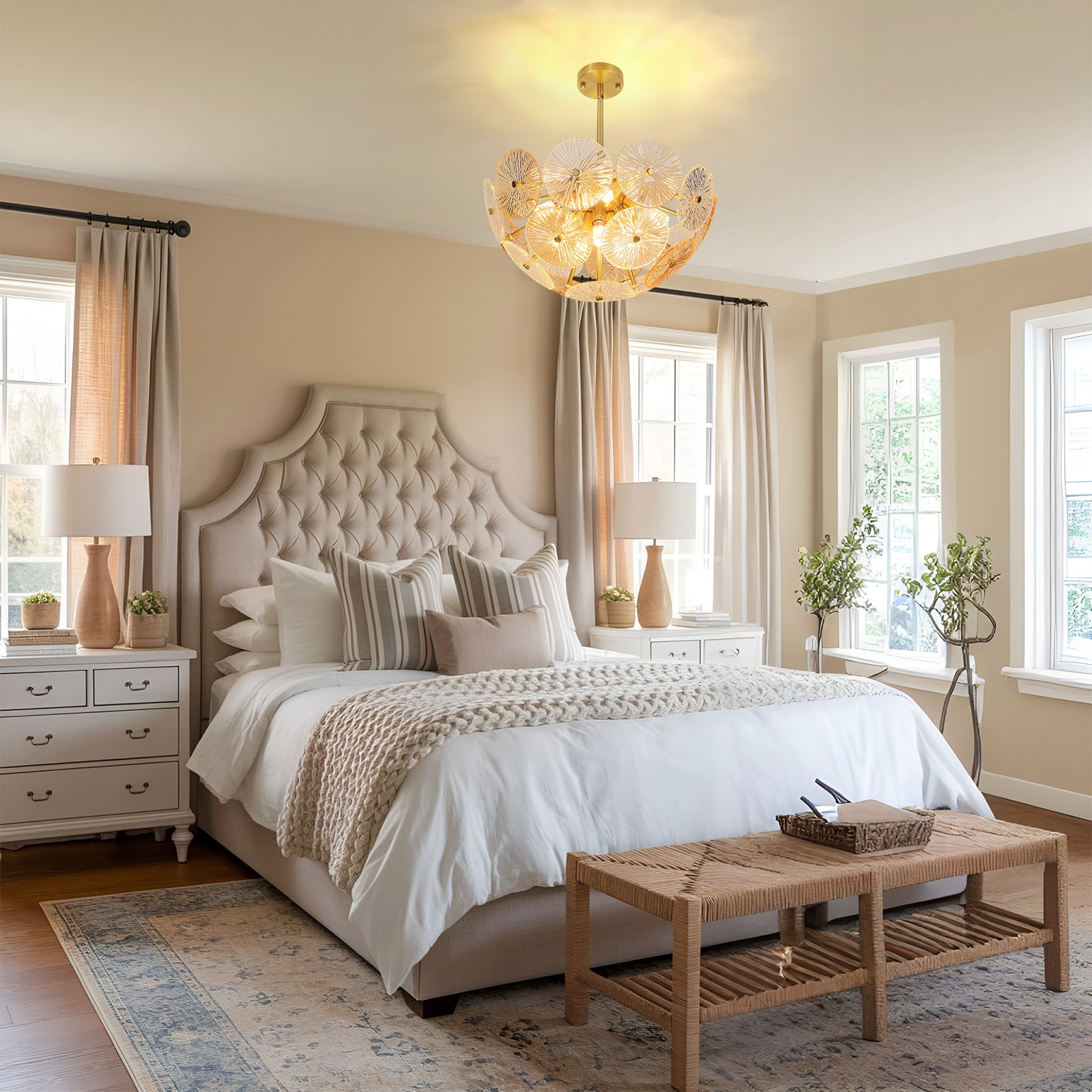 Dandelion Glass Pendant Light in Bedroom