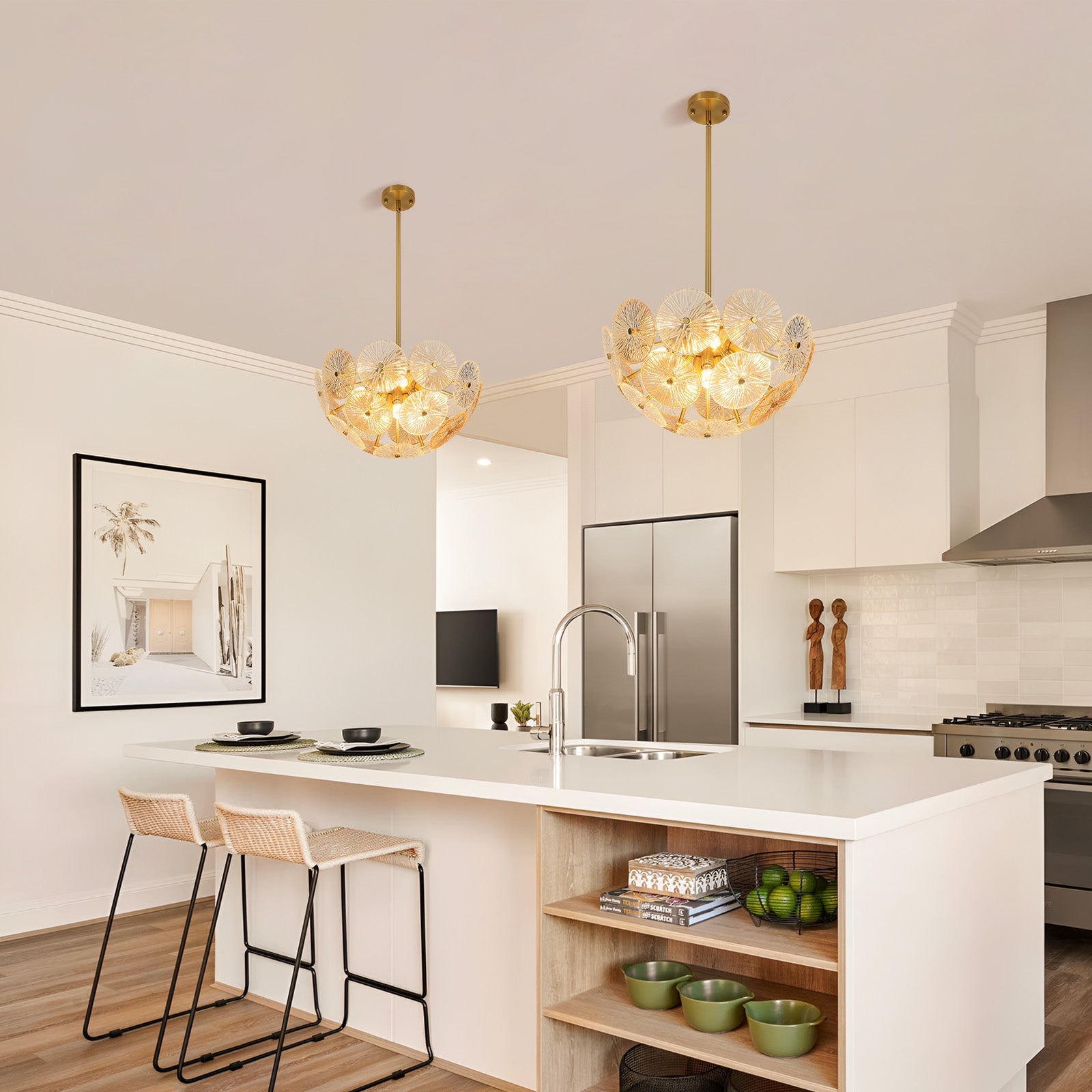 Dandelion Glass Pendant Lights in Kitchen