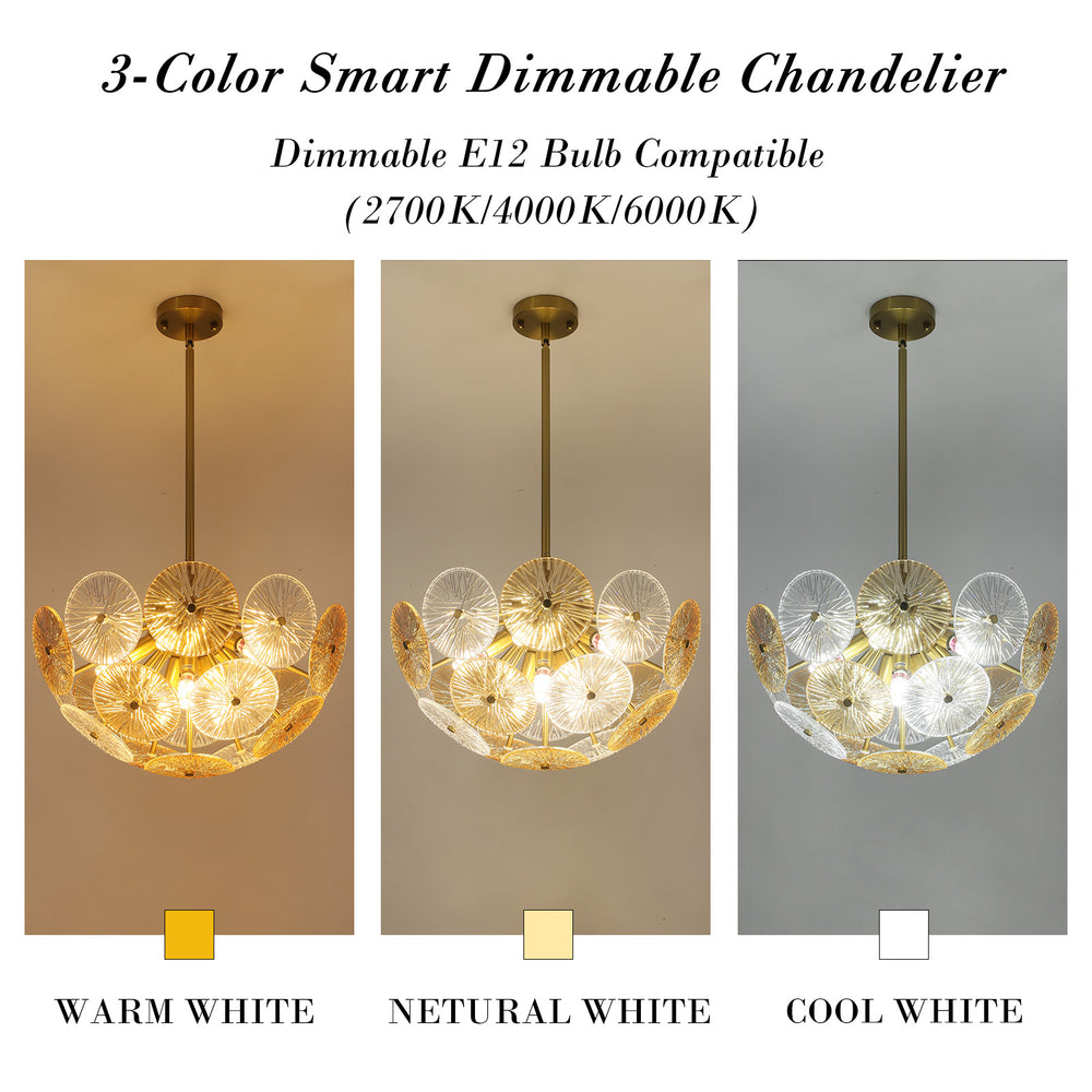3-Color Dimmable Dandelion Glass Chandelier