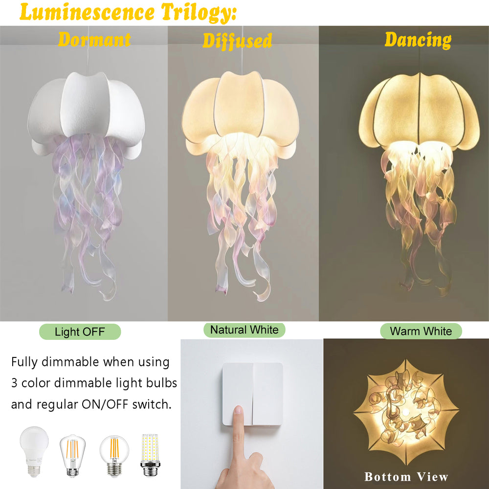 3-mode dimmable jellyfish pendant light