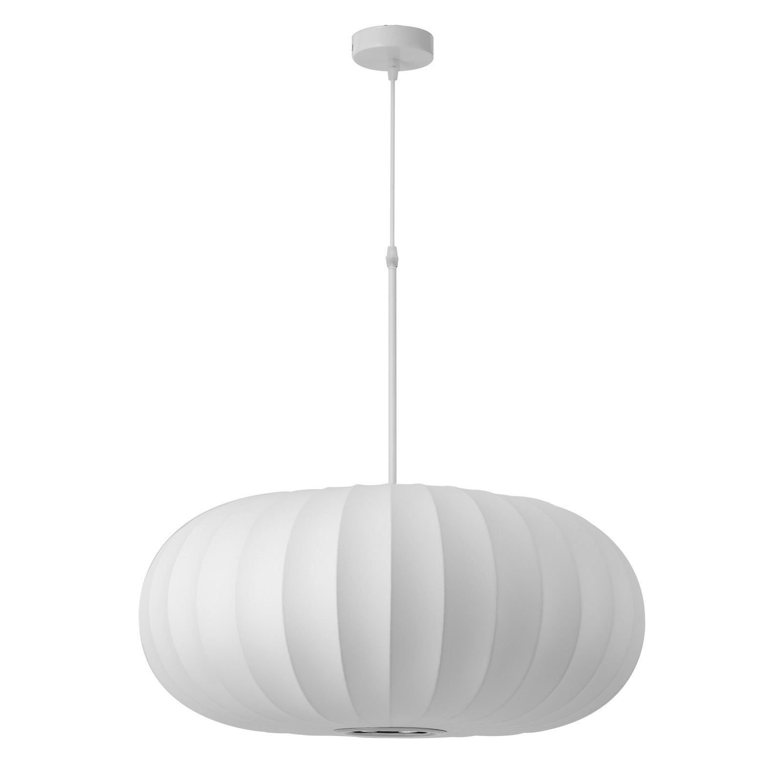 White oval silk-like pendant light product shot 