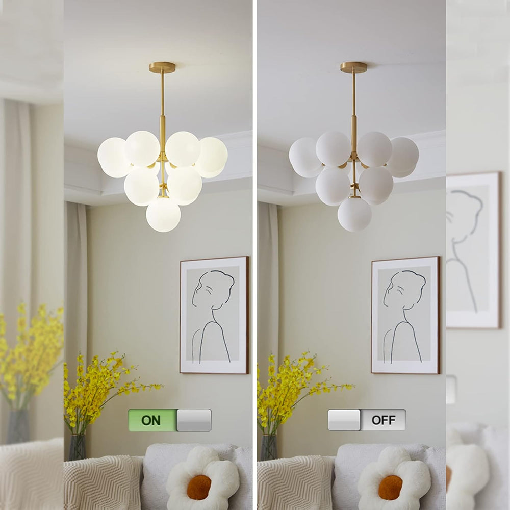 Milk white glass chandelier on/off demo