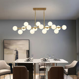 16 Bulb Milky White Glass Globe Pendant Light for Kitchen Island