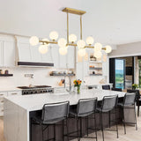 Brushed Gold Linear Chandelier for Modern Kitchen Island