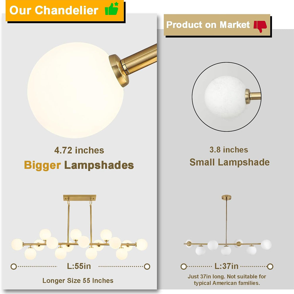 55in Long 4.7in Big Globe Chandelier vs Small Market Alternatives
