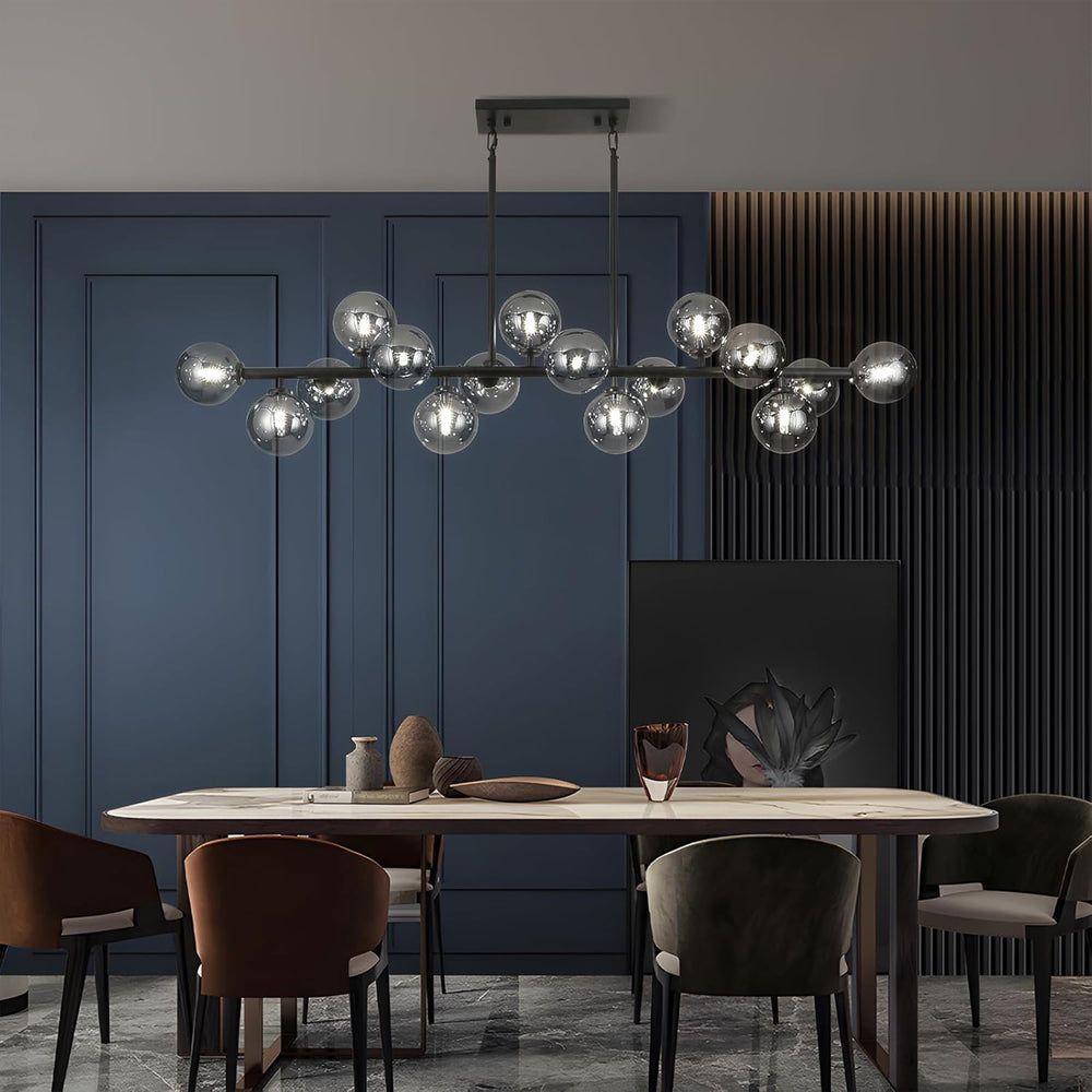 Mid Century Modern 16-Light Black Chandelier for Dining Room