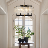 Modern Black Water Ripple Glass Chandelier in Foyer