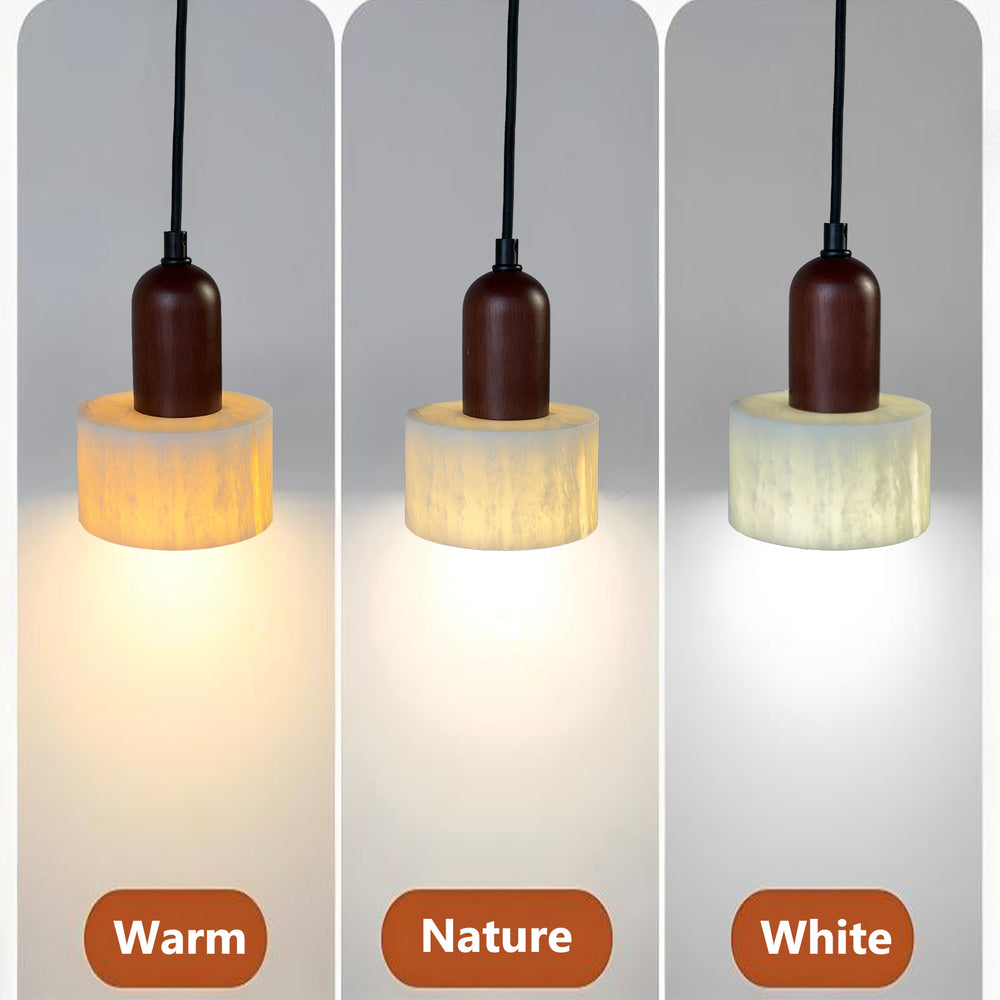 Natural stone pendant light: Warm/Nature/White light options.