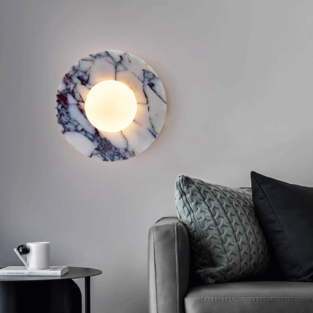Purple-vein marble wall light in minimalist living room