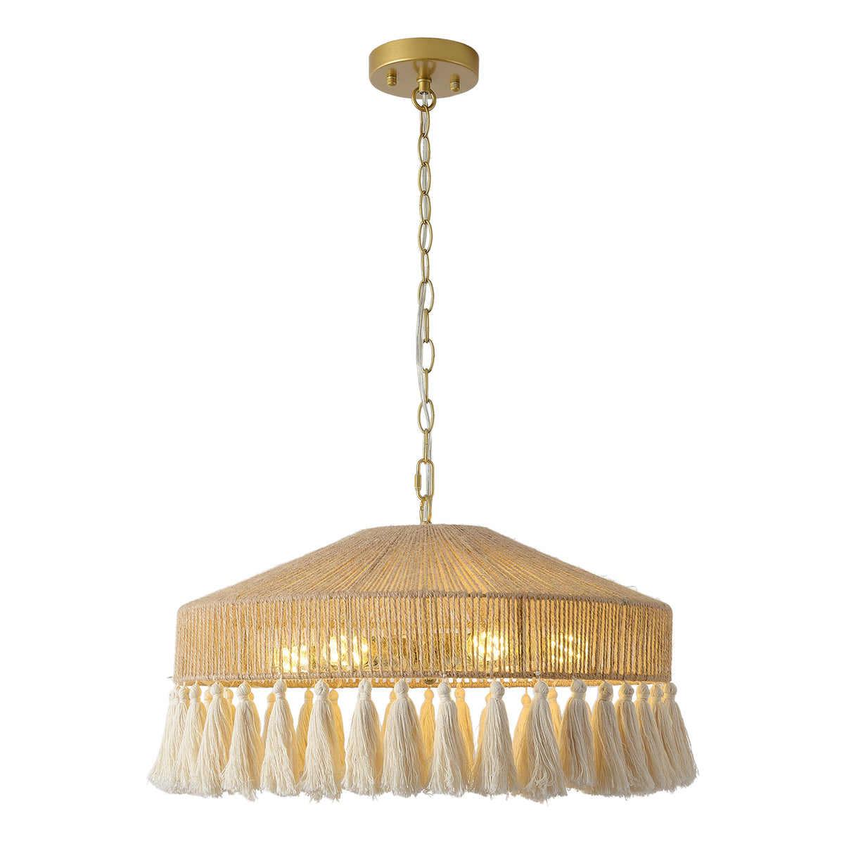 Boho Rattan Tassel Pendant Light