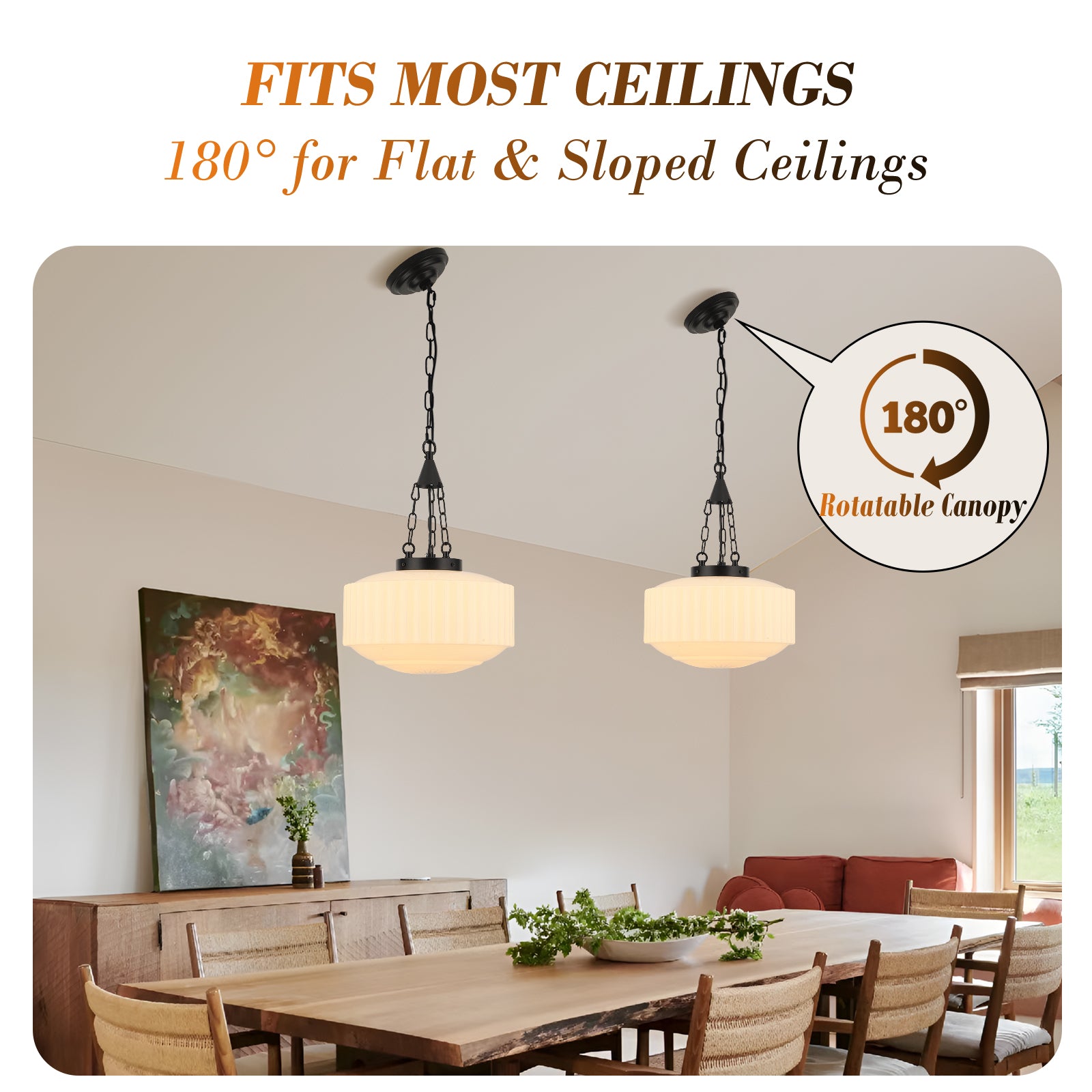Rotatable canopy for flat/sloped ceilings