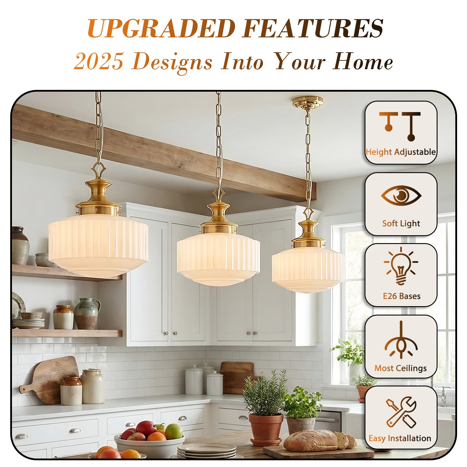 Upgraded vintage pendant light features